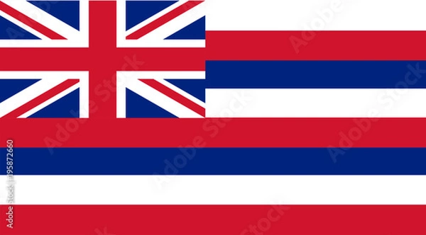 Obraz Vector image of Hawaii State flag. Ka Hae Hawaii. Proportion2:3. EPS10.