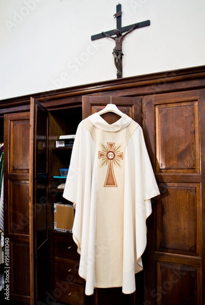 Obraz in the sacristy the cassock ready for Holy Mass