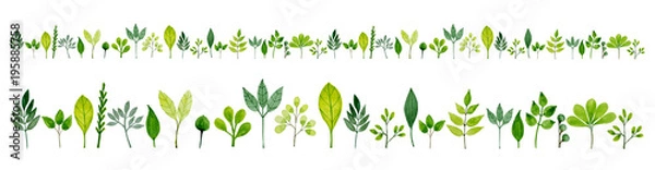 Obraz Pattern With Green Leaves In Watercolor