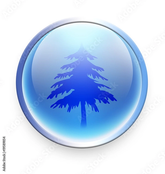 Fototapeta blue glossy button - tree