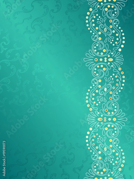 Obraz Turquoise background with a delicate swirly margin