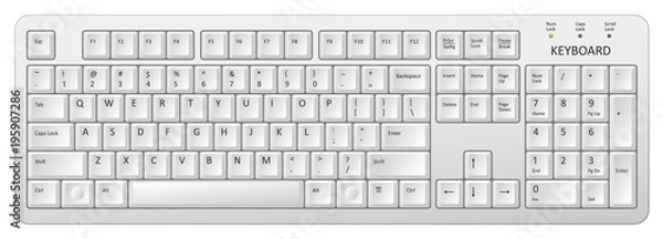 Obraz wektorowa biała klawiatura pc