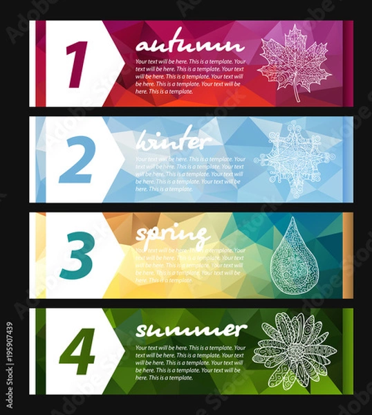 Obraz Four seasons horizontal banners. Beautiful vector design.