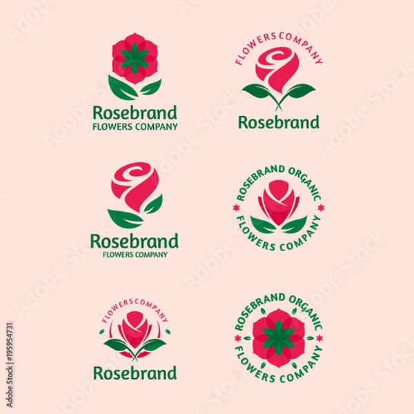 Obraz Rose brand vector logo icon illustration collection
