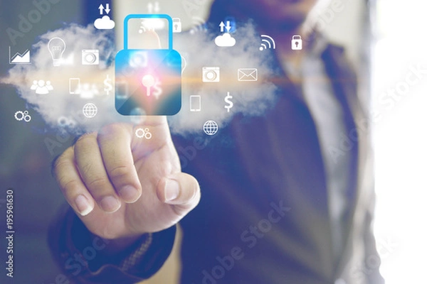 Fototapeta Cloud data security concept