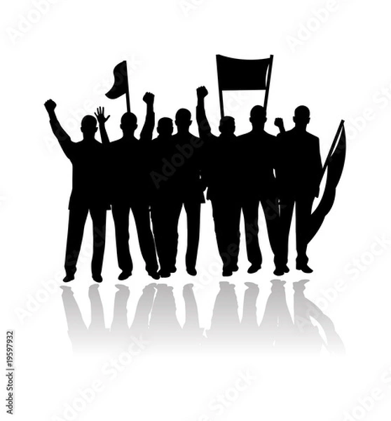 Obraz riot and protest crowd vector silhouette
