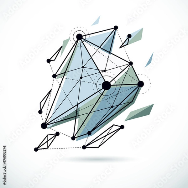 Fototapeta Abstract vector construction, dimensional low poly design background. Innovation technologies abstract illustration.