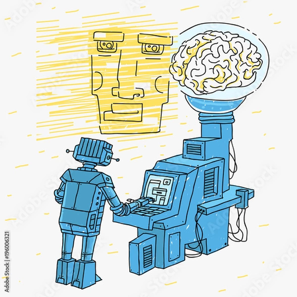 Fototapeta Artificial Intelligence Cartoon
