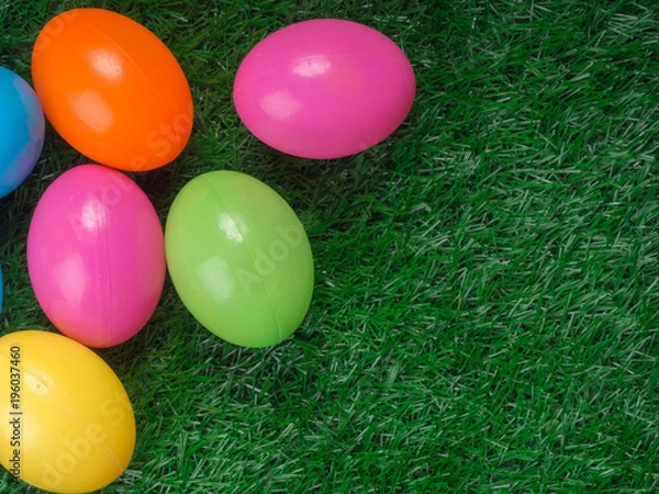 Obraz plastic easter eggs on grass