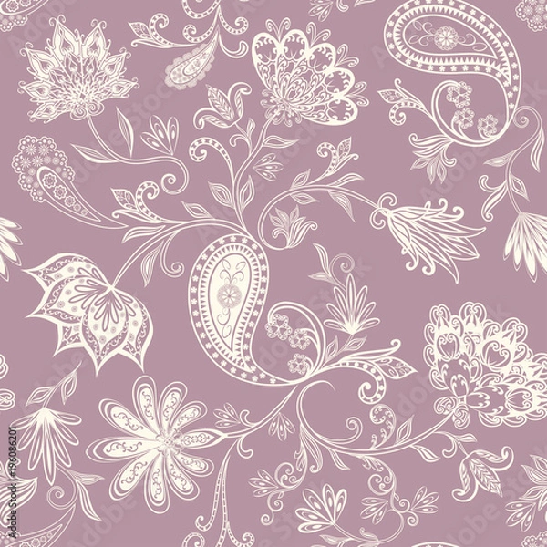 Fototapeta Seamless pattern in ethnic traditional style.