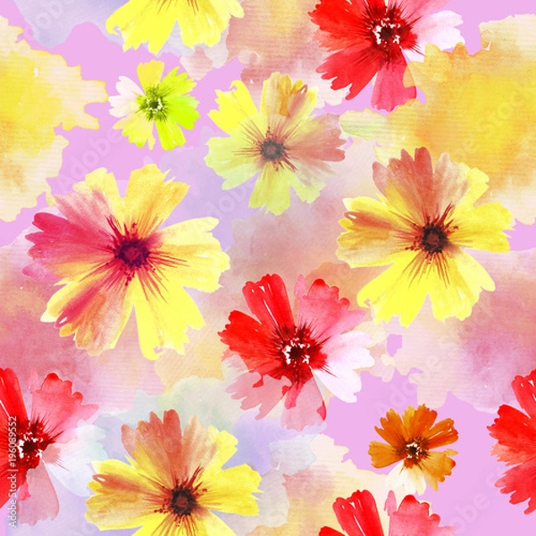 Obraz Seamless floral background, Wildflowers.