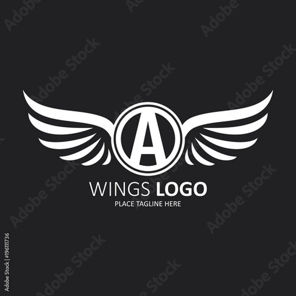 Fototapeta Initial letter A with wings icon design