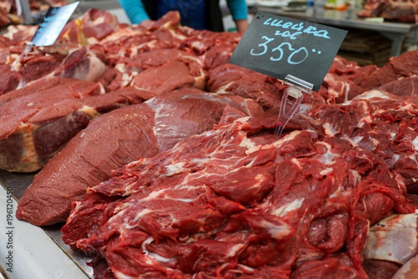 Obraz Говядина, Сырое мясо на рынке