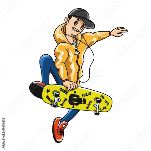 Fototapeta Skater vector design tshirt print isolated illustration
