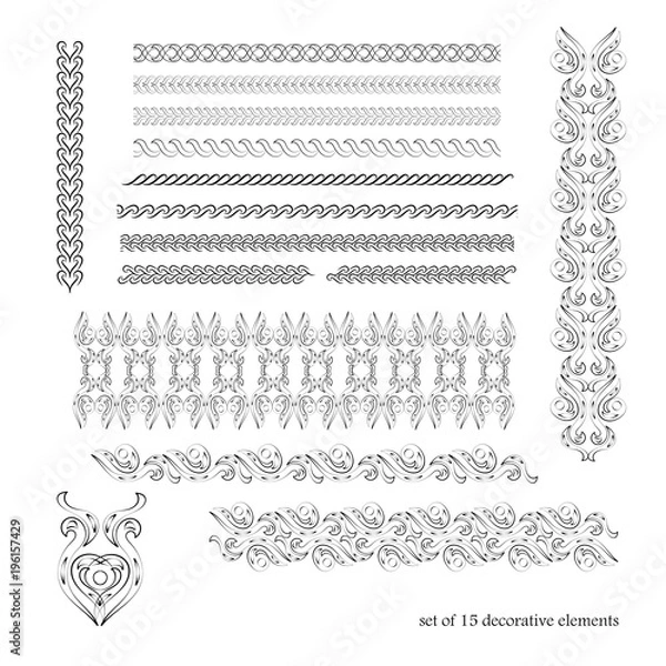 Fototapeta 15 decorative elements for the design works. It can be used as separate elements or brushes