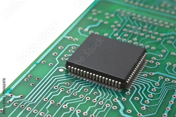 Fototapeta  microchips on  printed circuit board