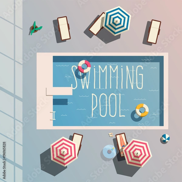 Obraz Hello summer. Swimming pool. Flat vector illustration.