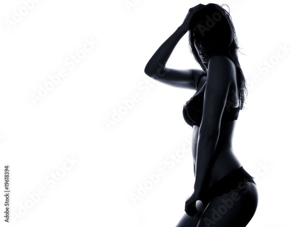 Fototapeta Beautiful female body in black lingerie isolated