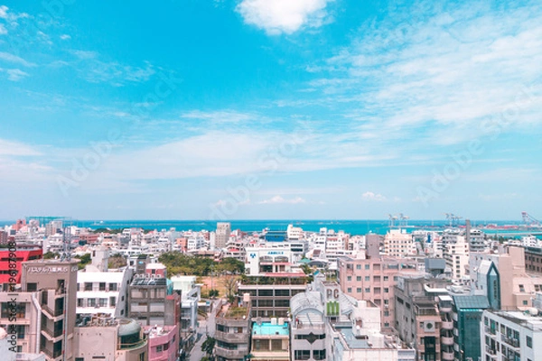 Obraz View of downtown cityscape in Okinawa, Japan.
