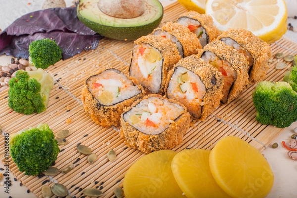 Fototapeta Roll sushi. Sushi menu. Japanese food.