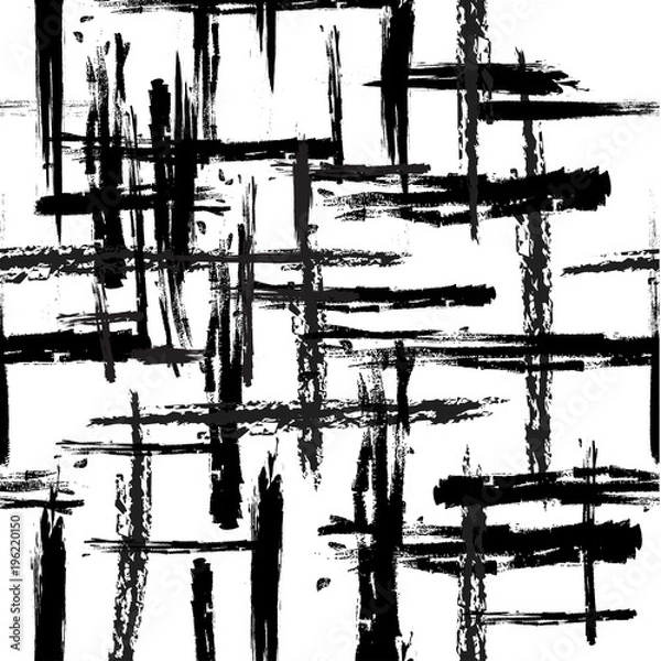 Obraz DOODLE LINES. PAINTED BRUSH GRUNGE ART. SEAMLESS VECTOR PATTERN.