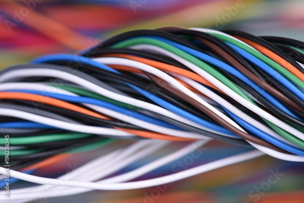 Fototapeta Multicolored electrical computer cable