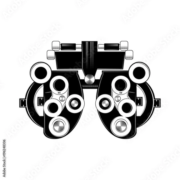 Obraz Phoropter glyph icon. Refractor. Ophthalmic testing device. Vector illustration.