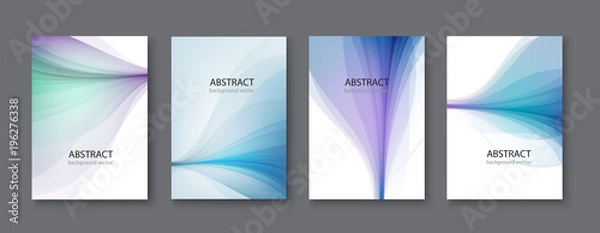 Obraz Blue line abstract set background. Vector illustration.