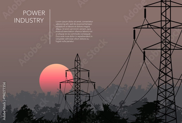 Obraz Transmission towers landscape background vector