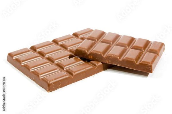 Fototapeta A chocolate bar isolated on white background