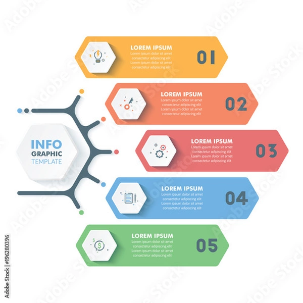 Obraz Business Infographic Template.Modern Hexagonal Infographics Timeline Design.Colorful Vector Illustration