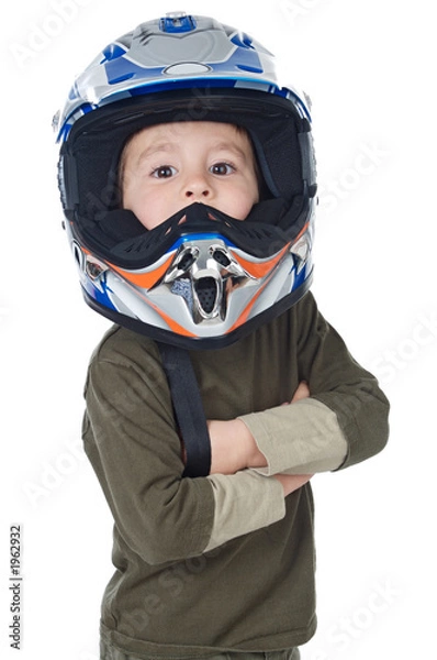 Fototapeta adorable boy with a helmet in the head
