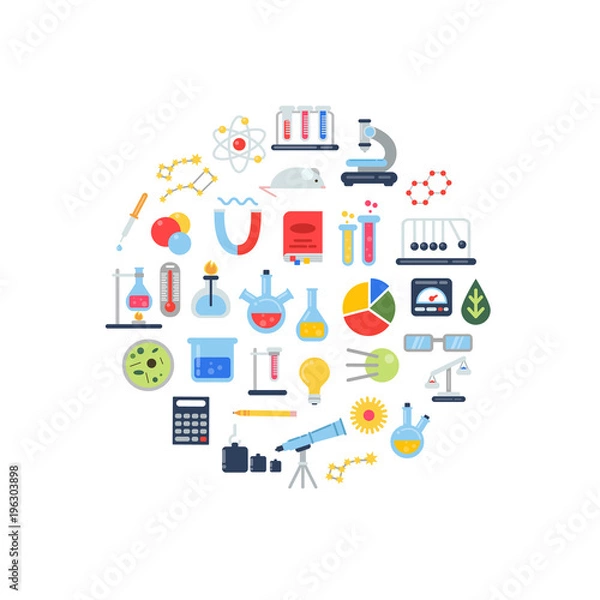 Fototapeta Vector flat style science elements circle illustration