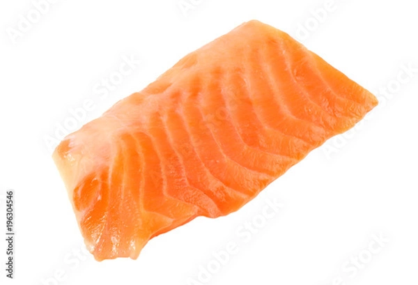 Fototapeta Red fish. Raw salmon fillet isolate on white background