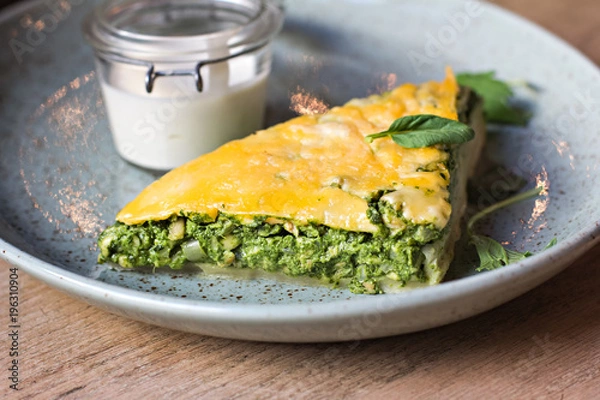 Obraz Pie with spinach and cheese.