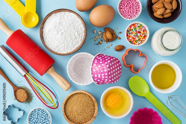 Fototapeta Ingredients for baking cupcake