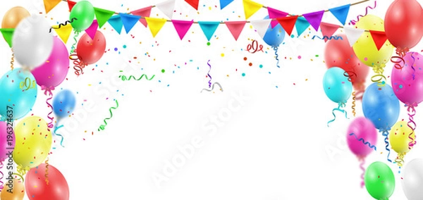 Obraz Tło nagłówka balonów. Karta strony z kolorowych balonów. Tło balon.