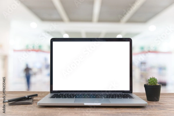 Fototapeta Computer notebook and mouse with a coffee
