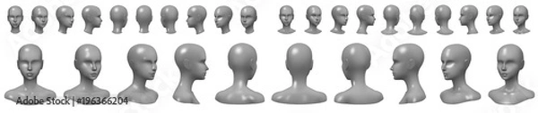 Obraz Isolated vector set of faceless mannequin busts and heads.