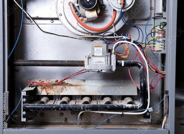 Obraz Open home furnace just ready for cleaning and repair