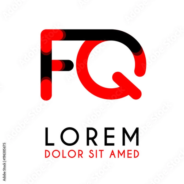 Obraz initial Letter FQ with red Black and has rounded corners