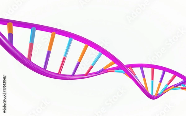 Fototapeta 3d rendering colorful DNA helix on with background