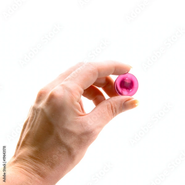 Fototapeta Old human hand with button