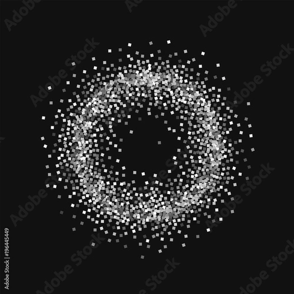 Fototapeta Silver glitter. Small circle frame with silver glitter on black background. Marvelous Vector illustration.
