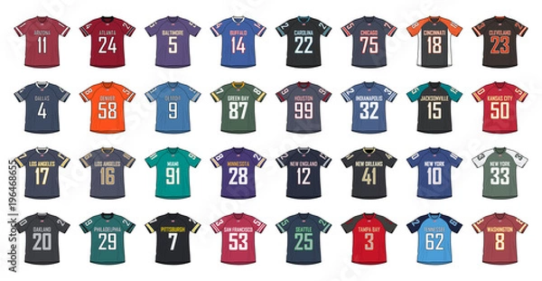Fototapeta Koszulki do futbolu amerykańskiego