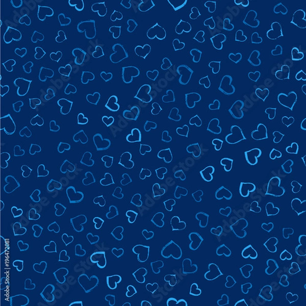 Fototapeta Vector seamless pattern with hand-drawn hearts.