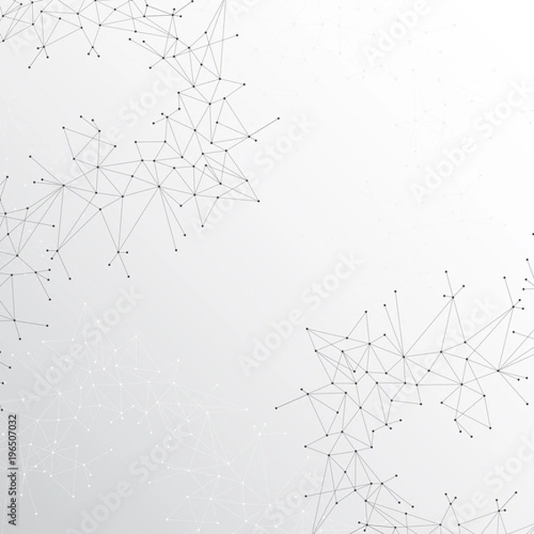 Obraz Grey graphic background illustration dots with connections for your design