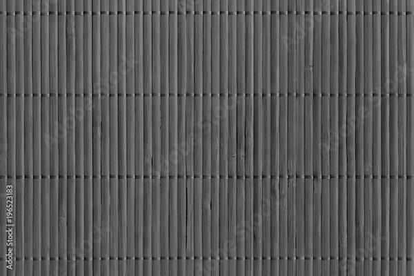 Fototapeta Black Rustic Slatted Bamboo Place Mat Interlaced Coarse Grain Grunge Texture