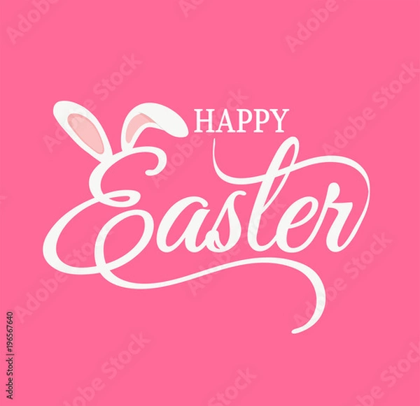 Fototapeta Happy Easter Typography with rabbit ears-Easter banner and greeting card template