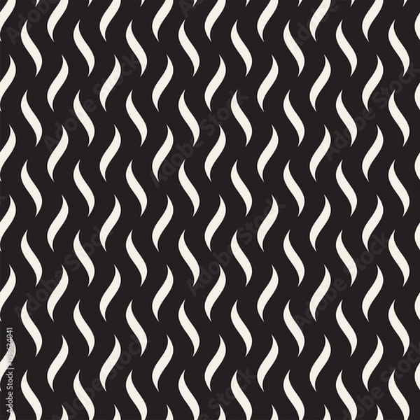 Fototapeta Vector Seamless Black and White Wavy Lines Pattern. Abstract Geometric Background